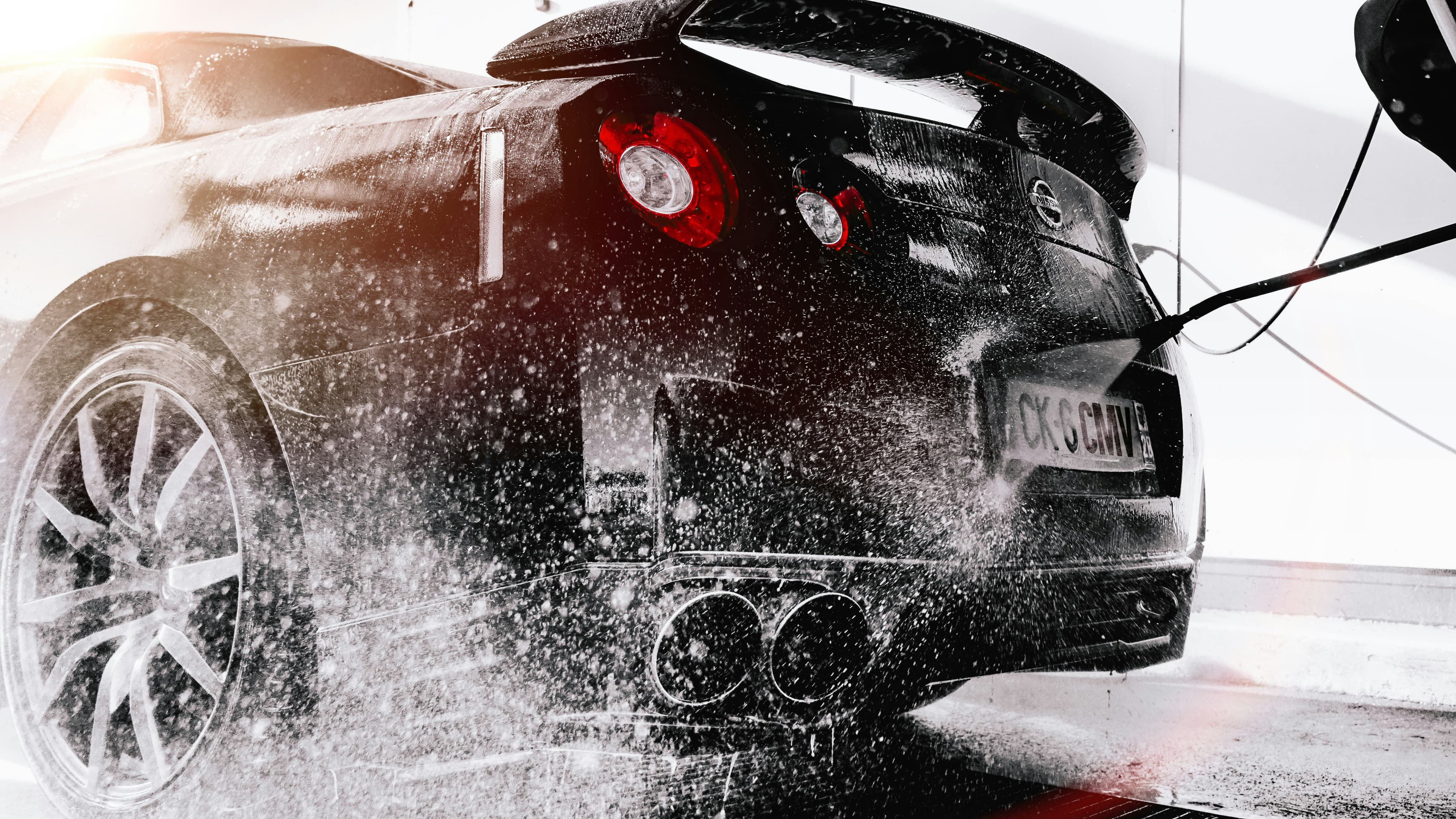 Detailed black car in low light